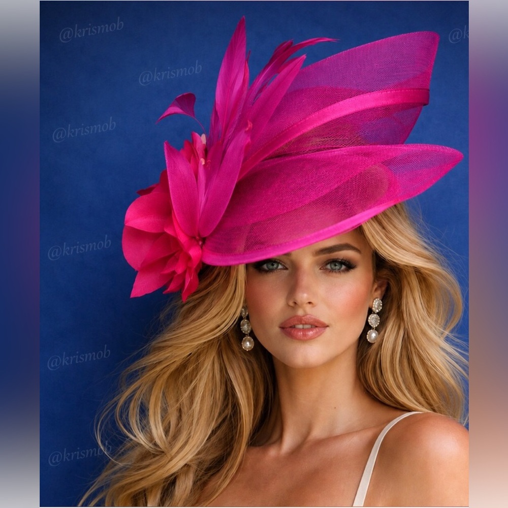 Kentucky Derby KY Oaks Fuchsia Hot Pink Fascinator Hat